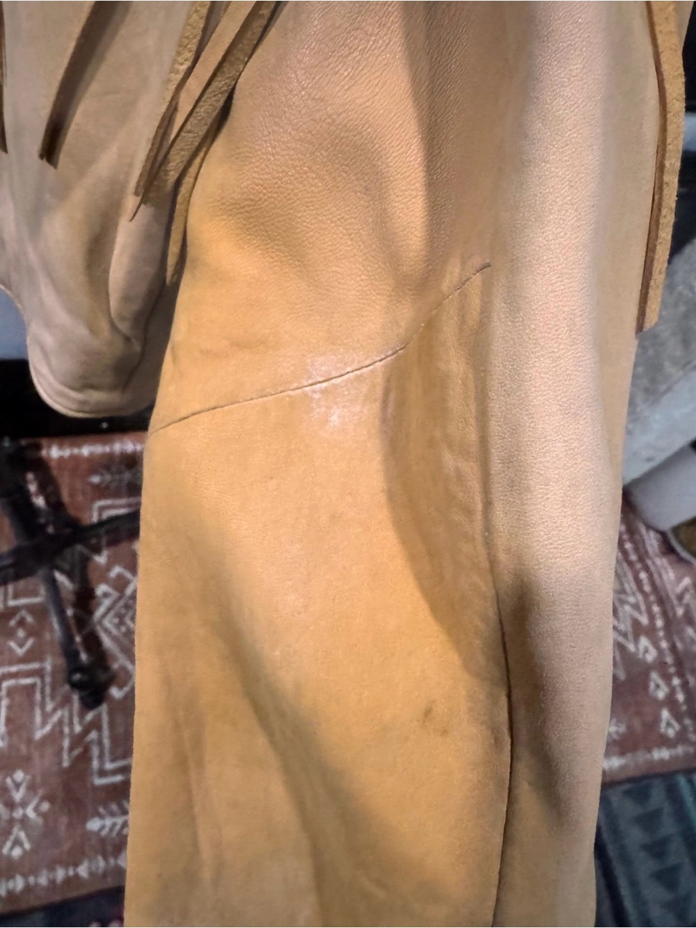 Vintage Tan Leather Fringe Jacket with Concho Accents - Picture 3 of 3